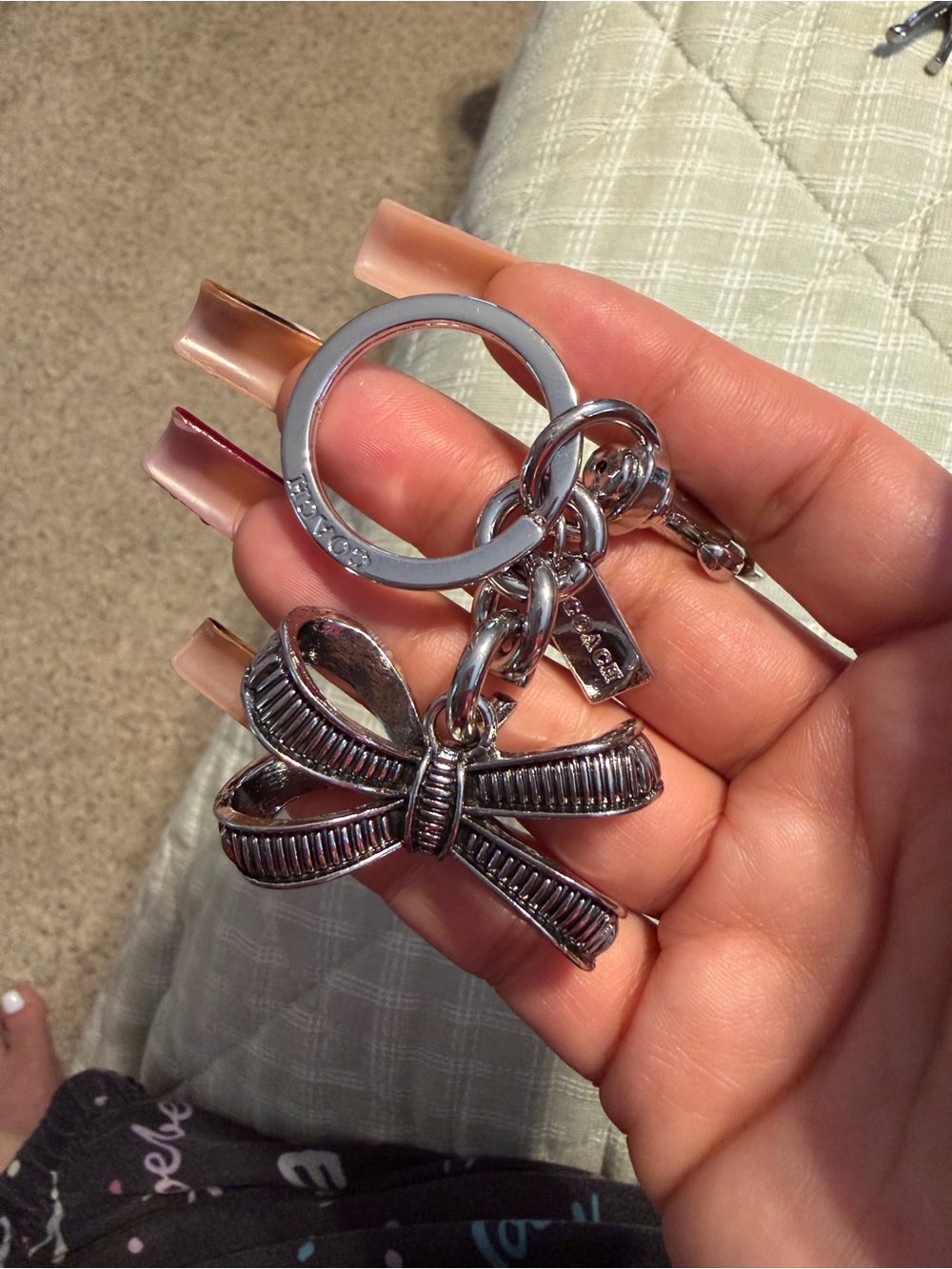 Coach Silver Bow Keyring Key & Card Holder Charm